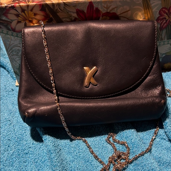 Elegant Vintage Black Leather Chain Bag by Paloma Picasso